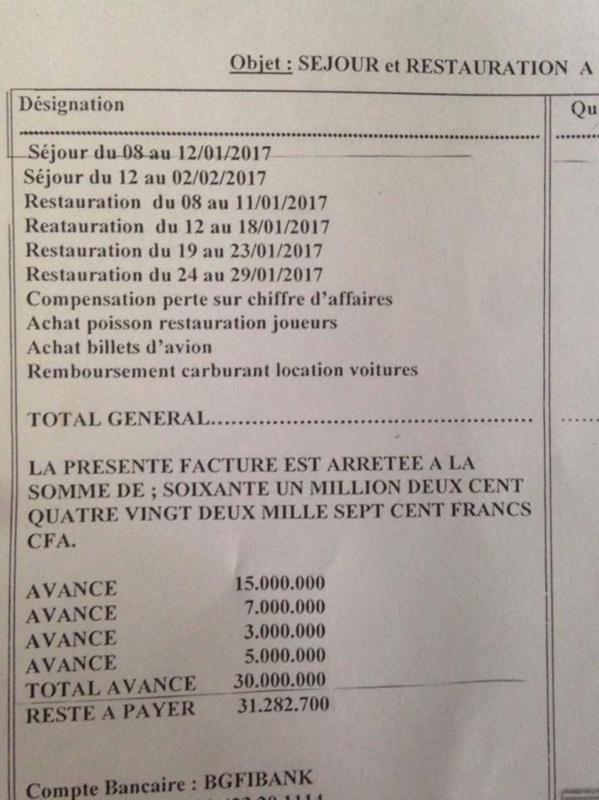 Scandale à la Can 2017 : Les 31 millions qui divisent le Dage du ministre des Sports et l’hôtel Epaly Scandale à la Can 2017 : Les 31 millions qui divisent le Dage du ministre des Sports et l’hôtel Epaly