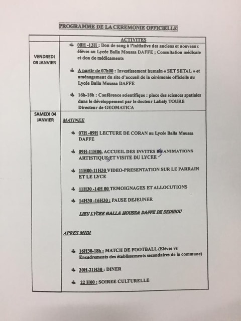 Education : Sédhiou inaugure le lycée Balla Moussa Daffé les 3 et 4 janvier prochain Education : Sédhiou inaugure le lycée Balla Moussa Daffé les 3 et 4 janvier prochain