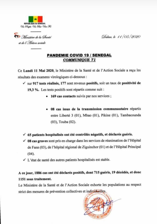 Covid-19 : 177 nouveaux cas au Sénégal 