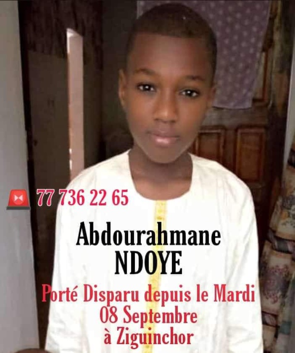 Ziguinchor : Le petit Abdourahmane Ndoye porté disparu depuis 4 jours, toujours introuvable 