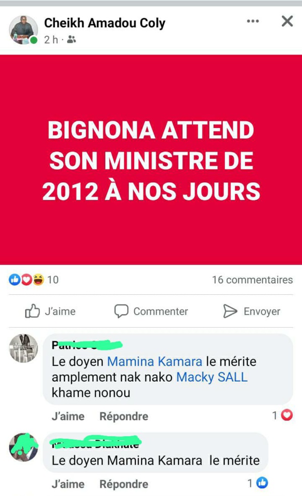 Un Ministre pour Bignona : Les internautes plaident pour Mamina Kamara...
