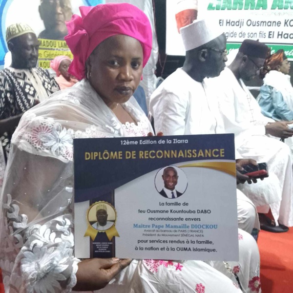 Gamou annuel : L'avocat Me Diockou honoré par la famille de Feu Kountoumba DABO à Ziguinchor