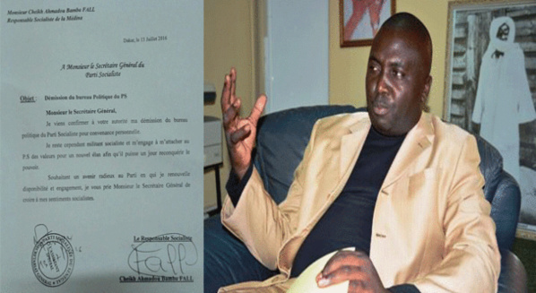 Voici la lettre de démission de Bamba Fall du Bureau politique du Ps Voici la lettre de démission de Bamba Fall du Bureau politique du Ps