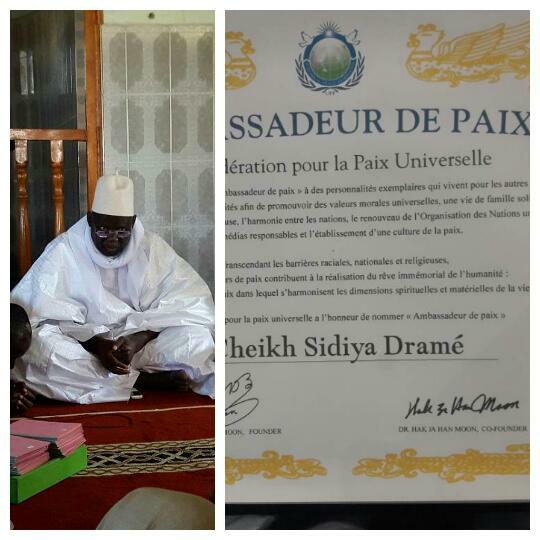 Sommet Mondial de la Paix en Afrique : Elhadj Cheikh Sidya DRAME nommé « Ambassadeur de la Paix »