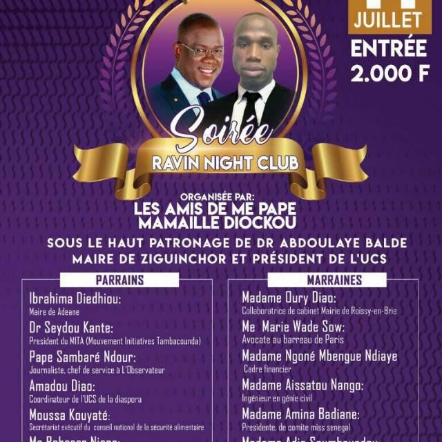 PUB : Les "Amis de Pape Mamaille DIOCKOU" en Soirée le 14 juillet prochain au Ravin