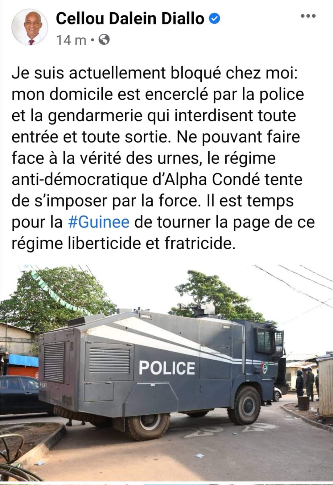 Guinée : Le domicile de Cellou Dalein Diallo encerclé par l'armée 